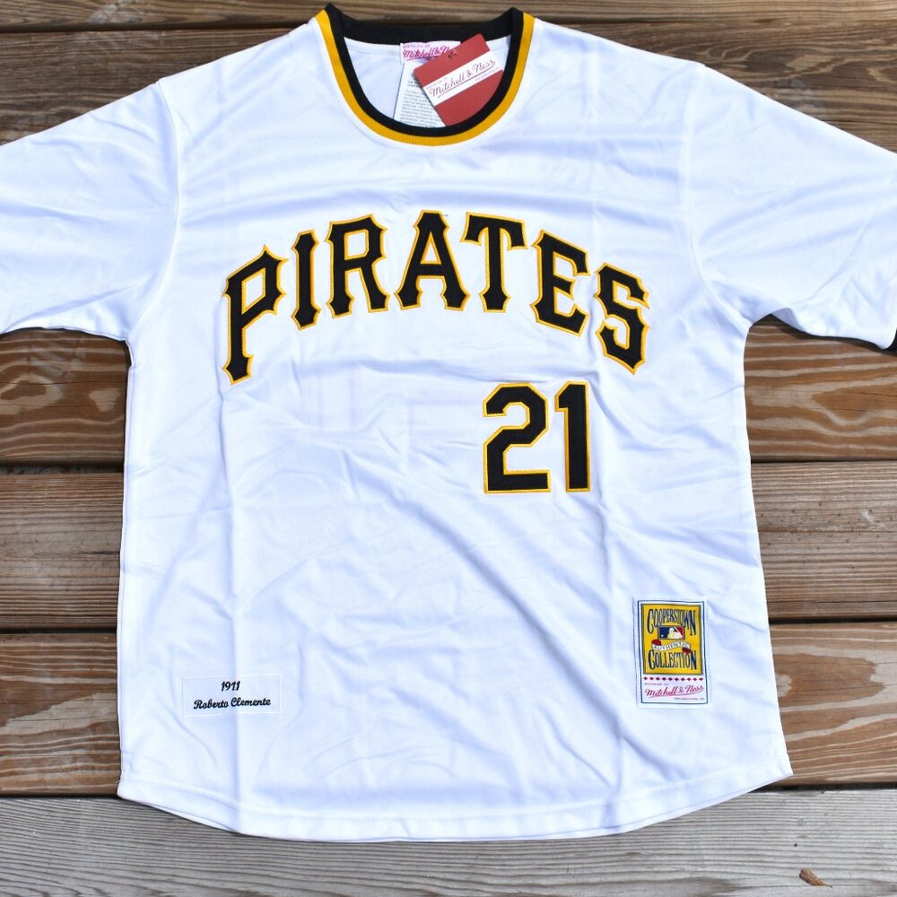 New Roberto Clemente Pittsburgh Pirates White Pinstripe Baseball Jersey Men's - Picture 2 of 2